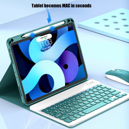 Capa Premium com Teclado e Mouse compatível com iPad 9.7 (5ª/6ª geração) e iPad Air 2 - Proteção e Produtividade Máximas 1