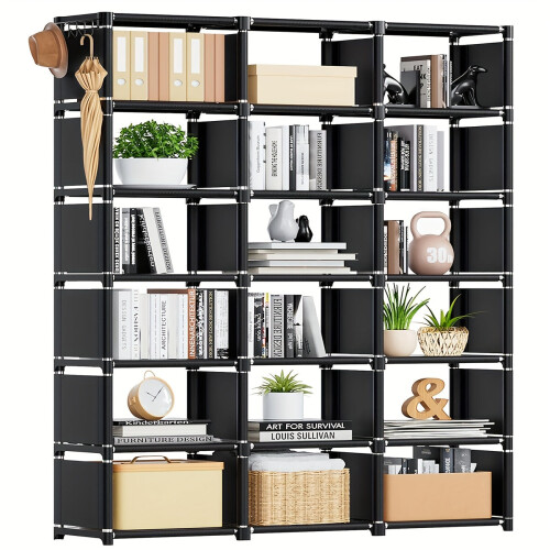 Metal Bookshelf Storage Organizer (18 Grid) 1