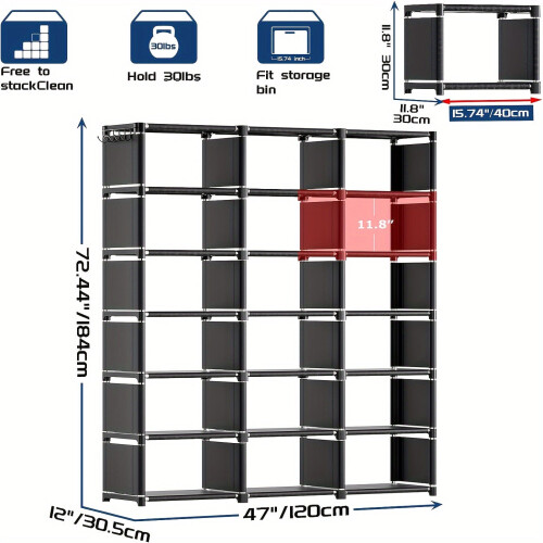 Metal Bookshelf Storage Organizer (18 Grid) 2
