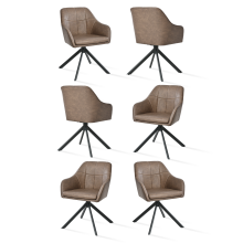 (Dark Brown, Set of 6) GOEURVANT Swivel Dining Chairs