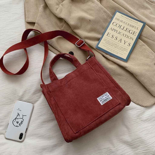 Γυναικεία τσάντα Tote από κοτλέ, τσάντα Tote Crossbody, τσάντα ταξιδιού, τσάντες ώμου, 1