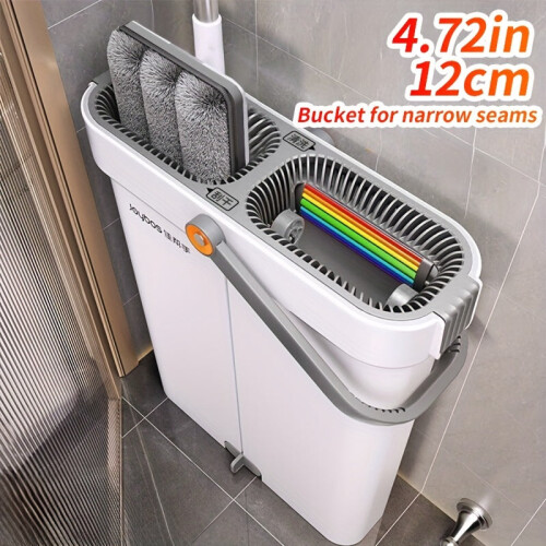 Flat Mop and Bucket Set with 3 Microfiber Pads 2