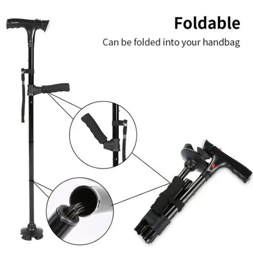 Collapsible Telescopic Folding Cane with LED Light and Alarm 1