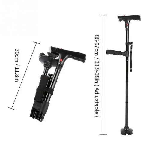 Collapsible Telescopic Folding Cane with LED Light and Alarm 2