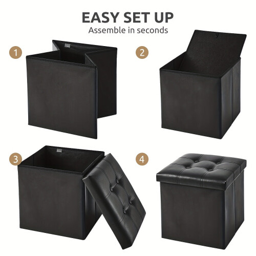 Storage Faux Leather Folding Stool 1