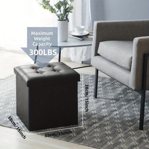 Storage Faux Leather Folding Stool 2