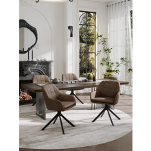 (Dark Brown, Set of 4) GOEURVANT Swivel Dining Chairs