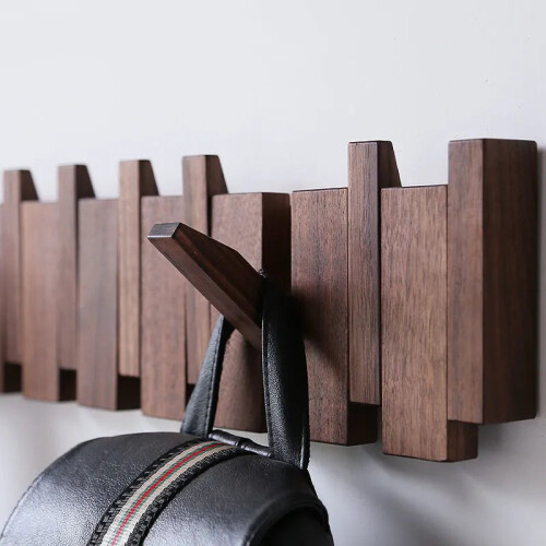 Wall-Mounted Black Walnut Coat Rack 2