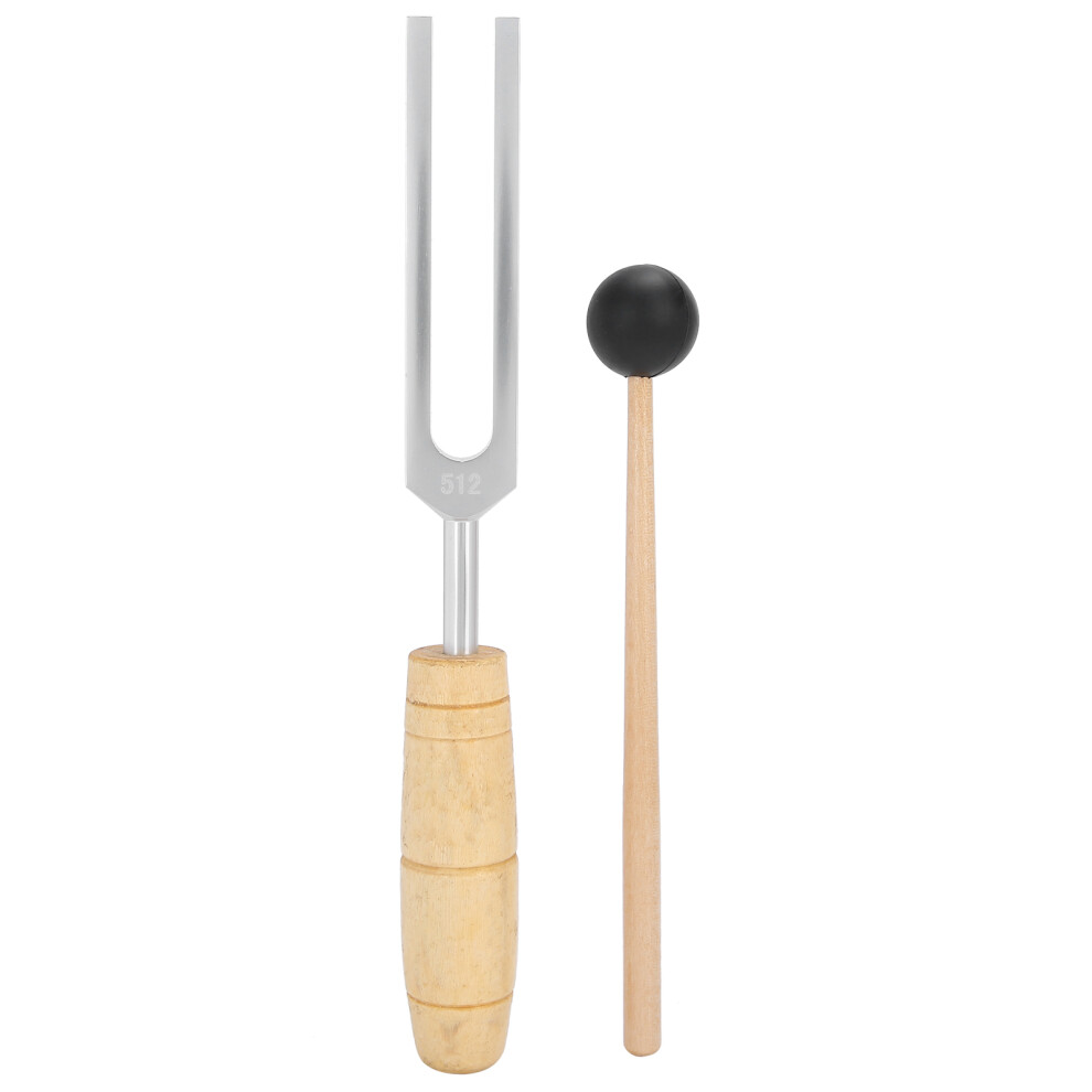 Relaxing Effect Tuning Fork For Sound Therapy, Aluminum Alloy512Hz Tuning Fork With Wooden Hammer Healing DNA Repair Tool Solfeggio Frequencies And