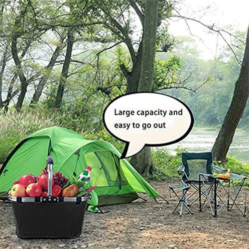 Foldable Grocery Basket with Handle for Shopping & Picnic 2