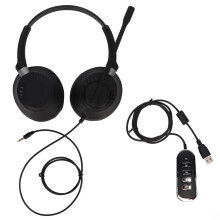 Computer Headset with HD Microphone, Stereo Design Noise-Canceling Mic and USB Sound Card for PC Laptop, Collaboration Ready Headphones Works with