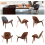 Shell Lounge Chair Tripod Wood with Black PU Leather Chairs 3
