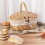 Woven Wicker Picnic Basket with Double-Lid Handle 5