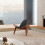 Shell Lounge Chair Tripod Wood with Black PU Leather Chairs 7