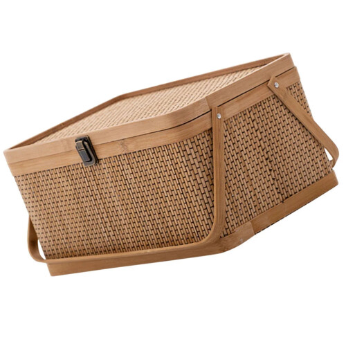 Woven Storage Basket with Locking Lid for Picnic 2