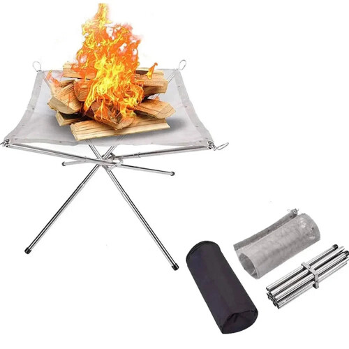 Foldable Stainless Steel Mesh Fire Pit Rack 1
