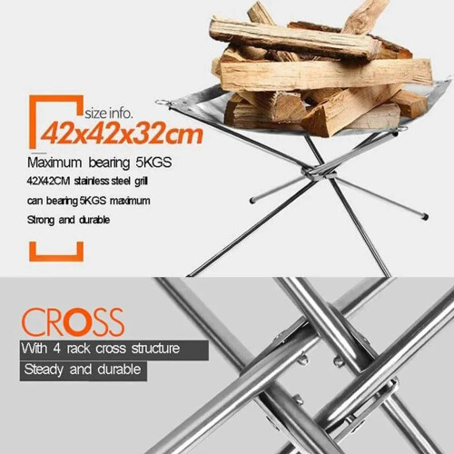 Foldable Stainless Steel Mesh Fire Pit Rack 2