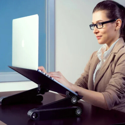 Adjustable Vented Laptop Stand - Foldable Desk for Office 2