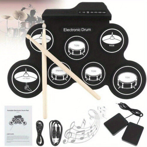 Foldable USB Electronic Drum Set with Pads 1