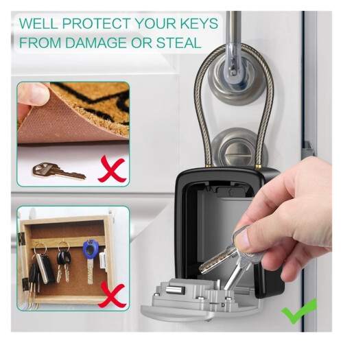 4 Digit Combination Key Safe Box Waterproof Key Storage Lock Box with Removable Chain,Multiple Options Available 2