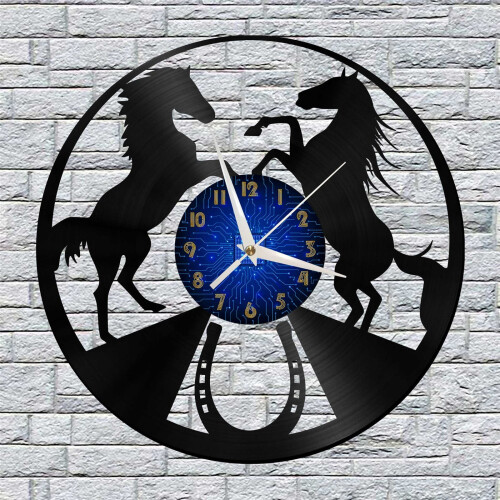 Ρολόι τοίχου Horse2Vinyl με δίσκο βινυλίου για διακόσμηση κουζίνας Τέχνη τοίχου Δώρο 1