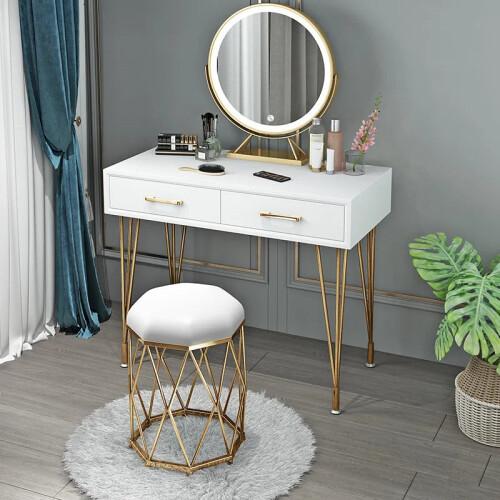 Elegance White Dressing Stool: Chic Makeup & Nail Scrubbing Chair 2