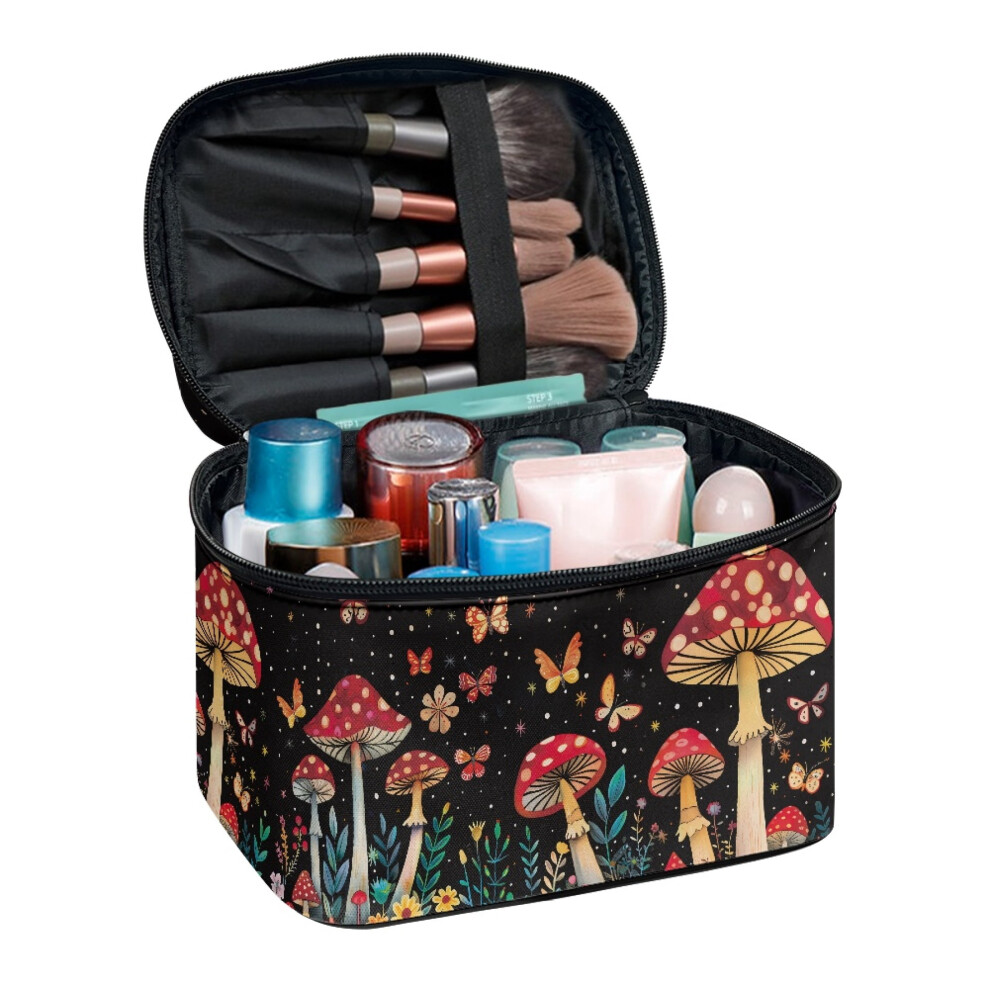 Butterfly Mushroom Cosmetic Bag Polyester Large Capacity