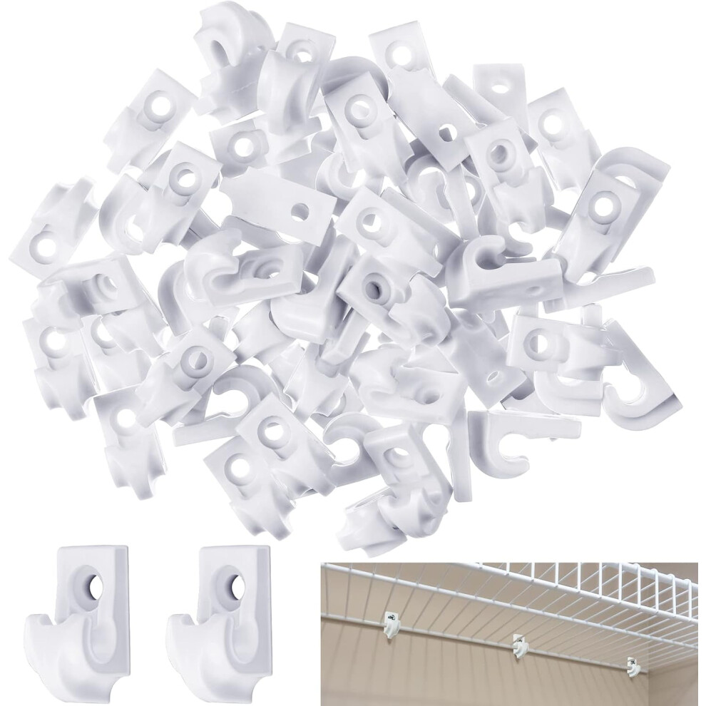 20Pcs White Wire Shelf Clips For Closet Shelving Â Heavy-Duty Plastic Loop Brackets, Compatible With Wire Shelving 9558830169967
