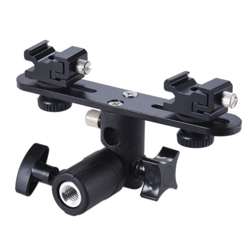 Dual Flash Bracket 2-Hot Shoe Mount Speed Stand Umbrella Holder Flash Fill Bracket For Dslr Camera Light 9558830166188
