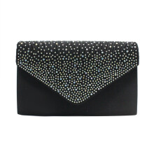 Willtoo women rhinestone envelope clutch bag black