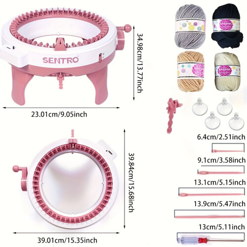 48-Needle Pink Knitting Machine Kit for DIY Crafts 2