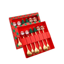 6PCS Christmas Dessert Fork & Spoon Set – Festive Table Decor, Compatible with Holiday Treats