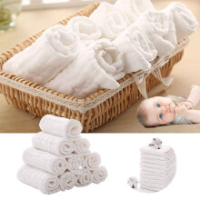 10-Pack Baby Muslin Washcloths – Ultra-Soft 6-Layer Organic Cotton, Gentle & Absorbent for Newborns, Baby Shower Gift & Registry Essential