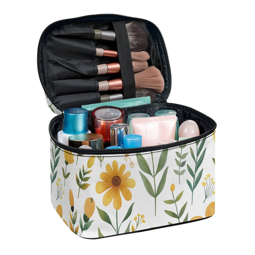 Floral Polyester Cosmetic Makeup Bag Portable Hanging Organizer Beauty Brush Holder Bathroom Vanity Storage