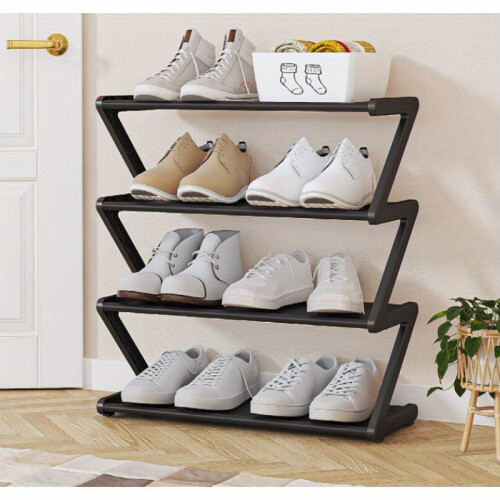 Shoe Rack Z-Shelf Black Plastic Organizer (4-Tier) 1