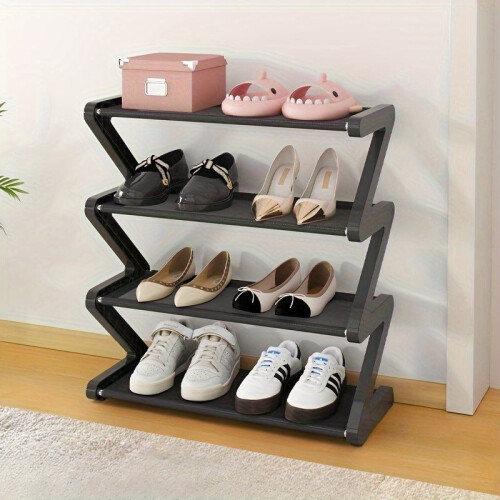 Shoe Rack Z-Shelf Black Plastic Organizer (4-Tier) 2