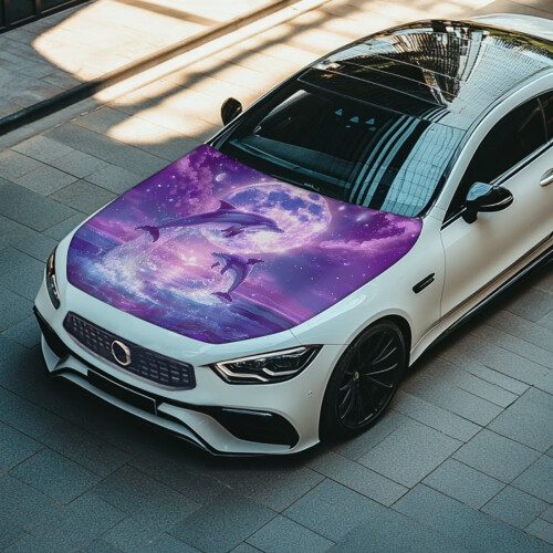 Κάλυμμα καπό αυτοκινήτου Purple Dolphin, 59x39 ίντσες, ελαστικό αδιάβροχο πολυεστέρα, 2