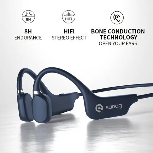 True Bone Conduction Earphone Open Ear Wireless Sport Headphones - Blue 2