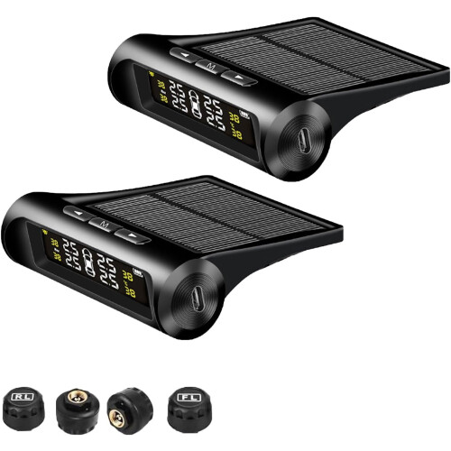 Solar-Powered RV Trailer TPMS with 4 Sensors LCD Display
