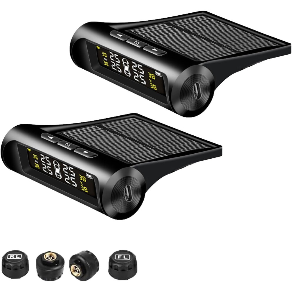 Solar-Powered Rv Trailer Tpms With 4 Sensors And Lcd Display 971050825069