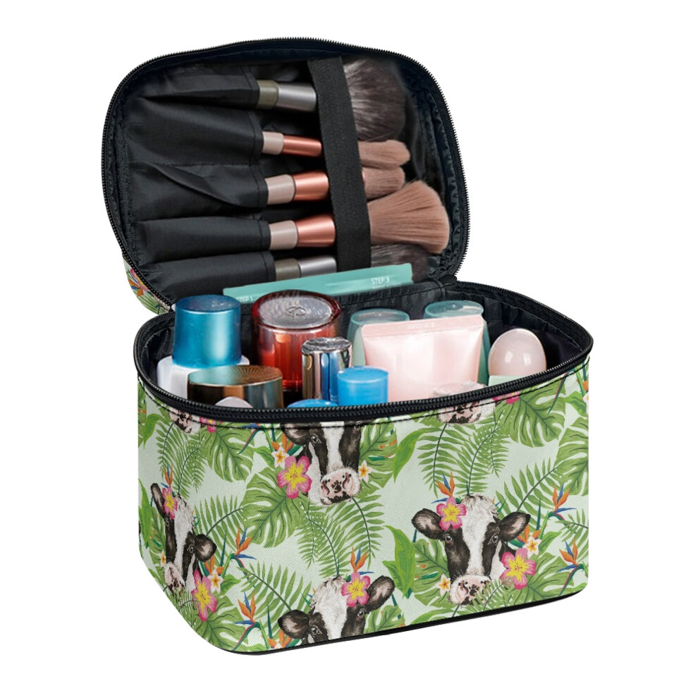 Zipper Storage Bag Makeup Bag Cow Leaf Pattern Large