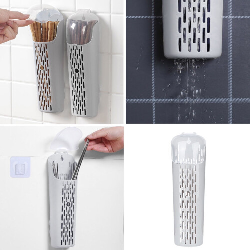 Flatware Holder Wall Mounted Grey Tough Lightweight for Kitchen Utensil Storage 2