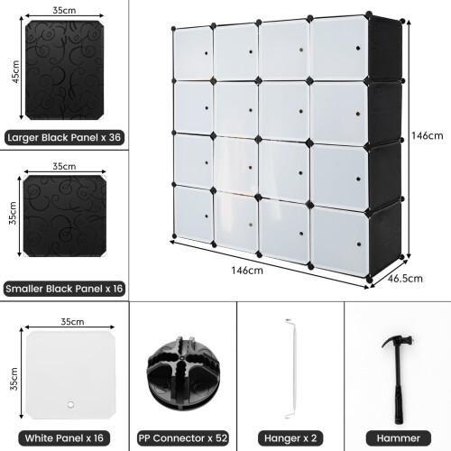 Storage Wardrobe Closet with Hanging Rods 1