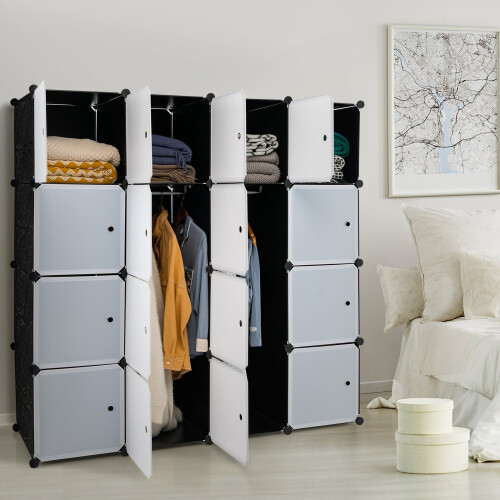 Storage Wardrobe Closet with Hanging Rods 2