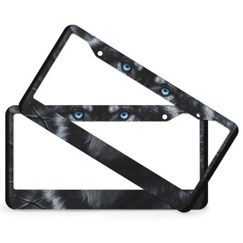 Wolf Blue Eyes License Plate Frames Aluminum 2 Pack 1
