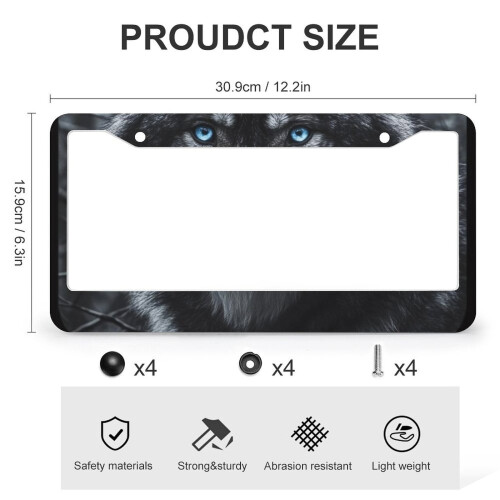 Wolf Blue Eyes License Plate Frames Aluminum 2 Pack 2