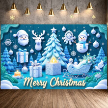 Bannière festive de Noël, décoration colorée, scène d'hiver pour fête de fin d'année, décoration intérieure, réunion de famille