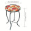 Outdoor Mosaic Side Table with Printed Maple Leaf Glass Top 6