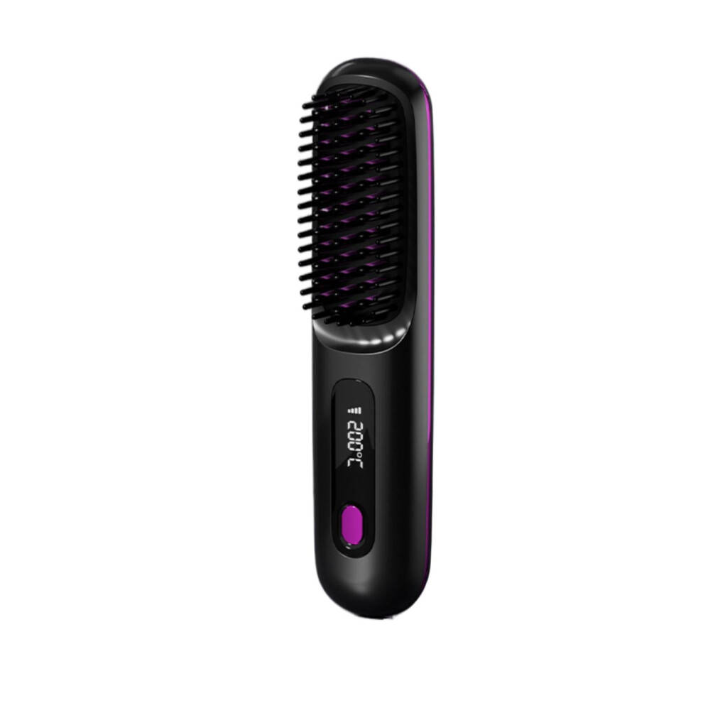 Wireless Hair Straightening Brush â Portable Dual-Function Ionic Hair Straightener & Curler for Effortless Styling