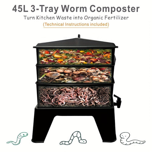 Worm Composting Bin 3-Tier Waste Converter 1